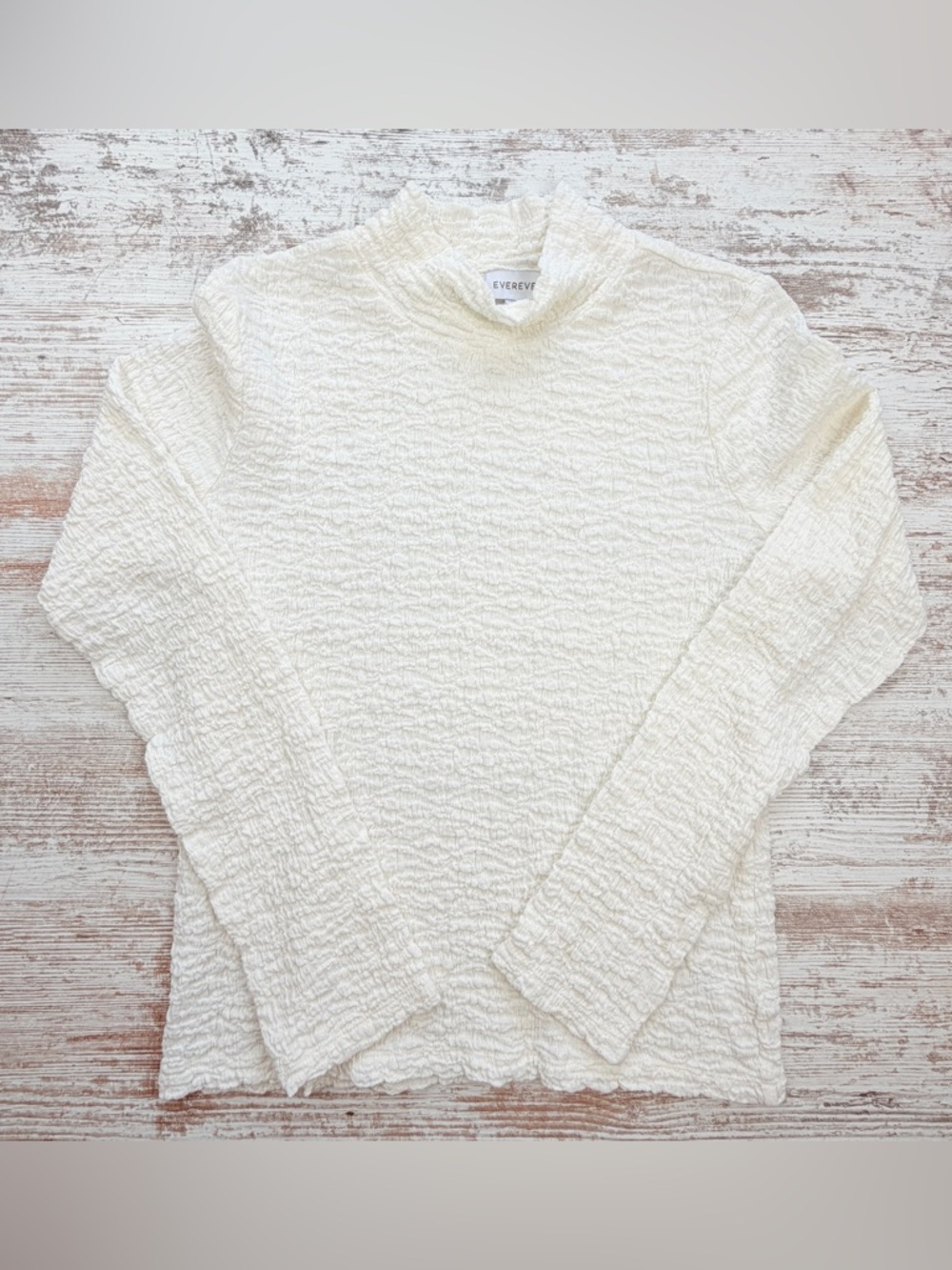 Evereve Cream Textured Mock Neck Top‎ EUC sz M